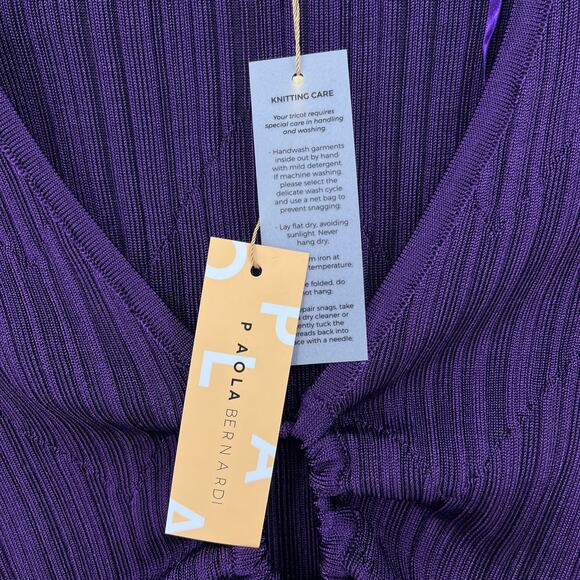 PAOLA BERNARDI Andressa Cropped Cardigan Small Purple Sparkle Knit Long Sleeve - Picture 9 of 12
